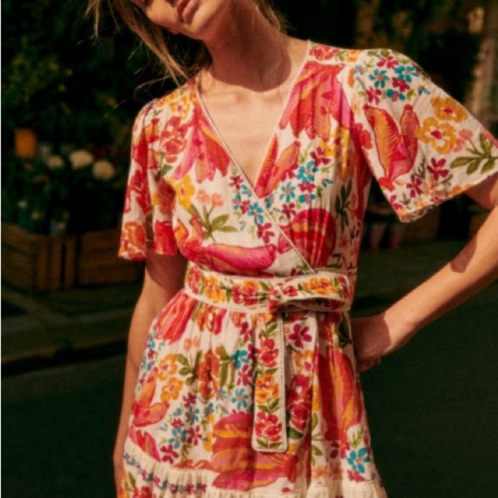 KALHILA DRESS - SÉZANE X FARM RIO - Spring Bananas Off-white - mini dress - sz s - Picture 2 of 4